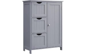 Vasagle Kommode Landhausstil, Grau 60x30x81 cm (LxBxH), MDF