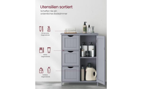 Vasagle Kommode Landhausstil, Grau 60x30x81 cm (LxBxH), MDF