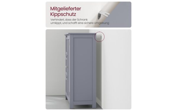Vasagle Kommode Landhausstil, Grau 60x30x81 cm (LxBxH), MDF