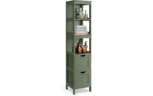 Vasagle Kommode Landhausstil, Grün 30x30x141.5 cm (LxBxH), MDF