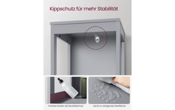 Vasagle Kommode Landhausstil, Grau 30x30x141.5 cm (LxBxH), MDF