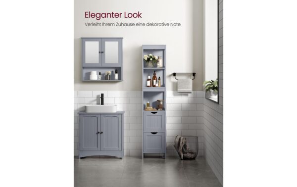 Vasagle Kommode Landhausstil, Grau 30x30x141.5 cm (LxBxH), MDF