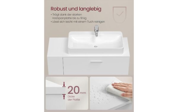 Vasagle Waschbeckenschrank, Weiss 80x30x64 cm (BxHxT), MDF