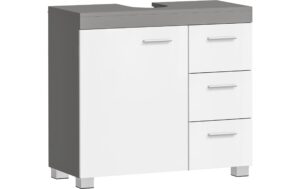 Vasagle Waschbeckenschrank, Weiss-Grau 70x30x64 cm (BxHxT), MDF