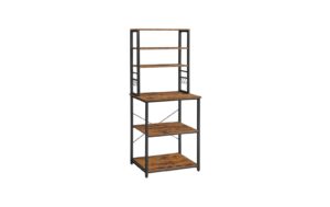 Vasagle Lagerregal mit 6 Haken, Grau-Schw 60x40x167 cm (LxBxH), Holz, Stahl