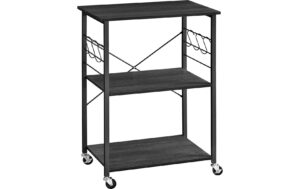 Vasagle Lagerregal mit 6 Haken, Schwarz 60x40x84 cm (LxBxH), Holz, Stahl