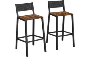 Vasagle Barhocker, 2er Set, schwarz-Braun 43.1x50.7x97.2 cm (LxBxH), Holz, Eisen