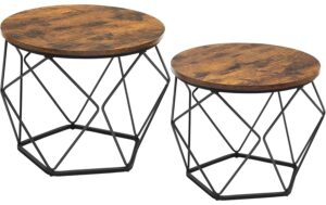 Vasagle Couchtisch Industrial, 2er Set 60x45 & 50x40 cm (DxH), Holz, Stahl