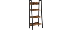 Vasagle Regal Vintagebraun-Schwarz, 4 Ebenen 56x34x137.5 cm (LxBxH), Holz, Stahl