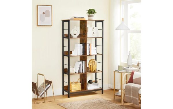 1981909_1 - Mediatech Vasagle Regal Vintagebraun-Schwarz 80x33x149 cm (LxBxH), Holz, Stahl