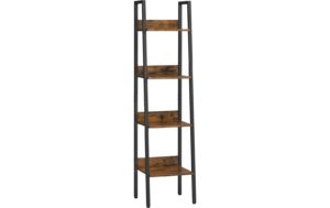 Vasagle Regal Vintagebraun-Schwarz,4 Ebenen 33.8x30x140 cm (LxBxH), Holz, Stahl