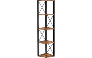 Vasagle Regal Vintagebraun-Schwarz, 5 Ebenen 30x30x160 cm (LxBxH), Holz, Stahl