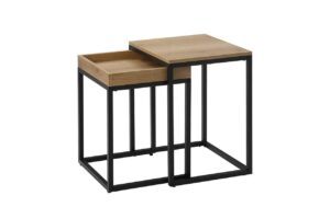 Vasagle Beistelltisch, Schwarz-Nature 45x40x55 & 40x38x51 cm (LxBxH), Holz, Stahl