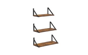 1981921 - Mediatech Vasagle Wandregal 3er Set, Schwarz-Braun Stahl, Holz, drei Grössen kaufen Schweiz | Mediatech.ch