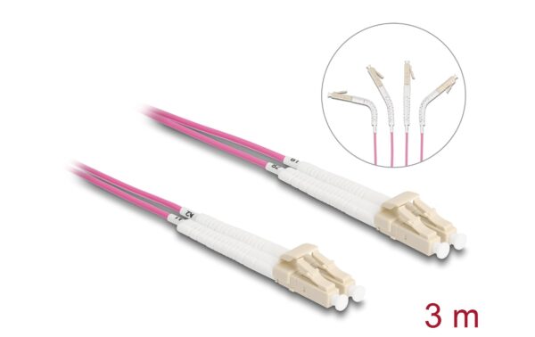 1986816_2 - Mediatech Delock LWL Duplex Patchkabel, OM4, 3m Multimode 50/125µm, LC-LC, Winkelbar