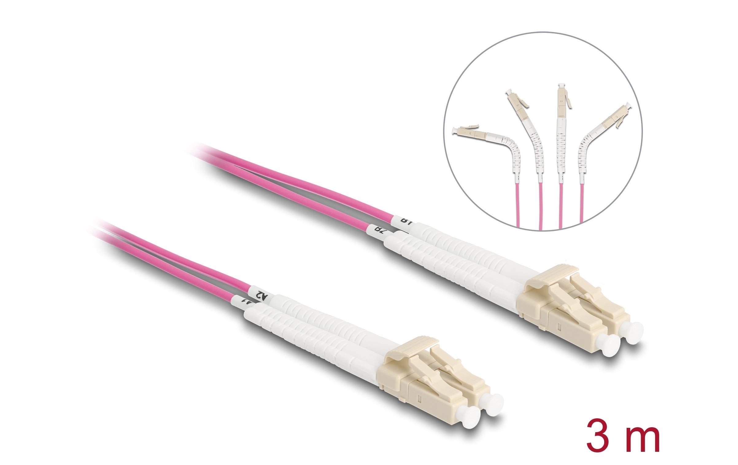 1986816_2 - Mediatech Delock LWL Duplex Patchkabel, OM4, 3m Multimode 50/125µm, LC-LC, Winkelbar