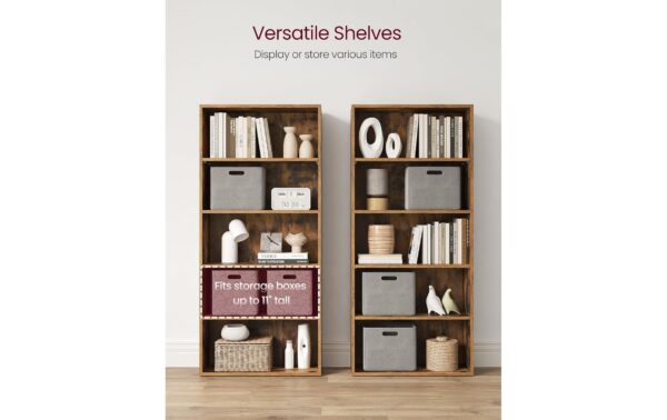 1987810_3 - Mediatech Vasagle Bücherregal, 5 Regalflächen, Braun 60x24x134 cm, Sperrholz