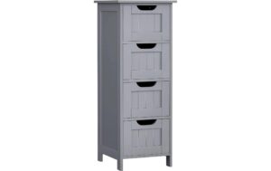 Vasagle Schrank Landhausstil, Grau 4 Schubladen, 30x30x82 cm (TxBxH)