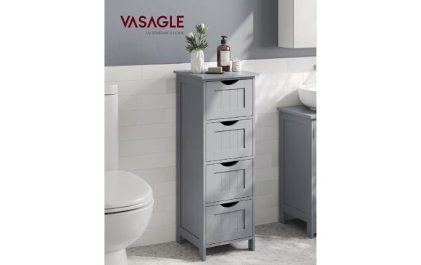 1987817_1 - Mediatech Vasagle Schrank Landhausstil, Grau 4 Schubladen, 30x30x82 cm (TxBxH)