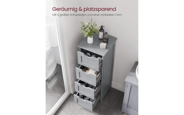 1987817_3 - Mediatech Vasagle Schrank Landhausstil, Grau 4 Schubladen, 30x30x82 cm (TxBxH)