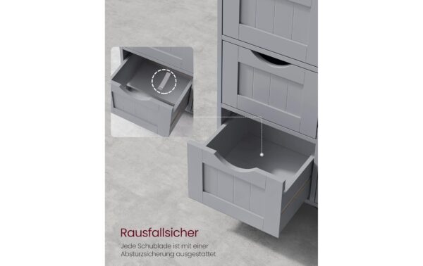 1987817_5 - Mediatech Vasagle Schrank Landhausstil, Grau 4 Schubladen, 30x30x82 cm (TxBxH)