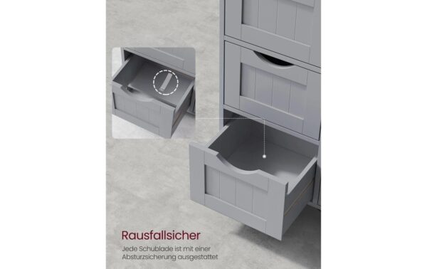 1987817_8 - Mediatech Vasagle Schrank Landhausstil, Grau 4 Schubladen, 30x30x82 cm (TxBxH)