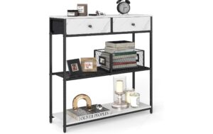Vasagle Konsolentisch Schwarz-Marmor 76x24x79.9 cm (LxBxH), Spanplatte, Stahl