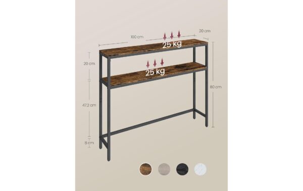 Vasagle Konsolentisch Schwarz-Braun 100x20x80.5 cm (LxBxH), Spanplatte, Stahl