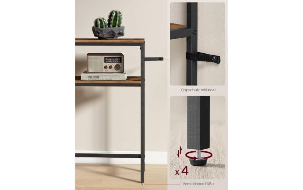 Vasagle Konsolentisch Schwarz-Braun 100x20x80.5 cm (LxBxH), Spanplatte, Stahl