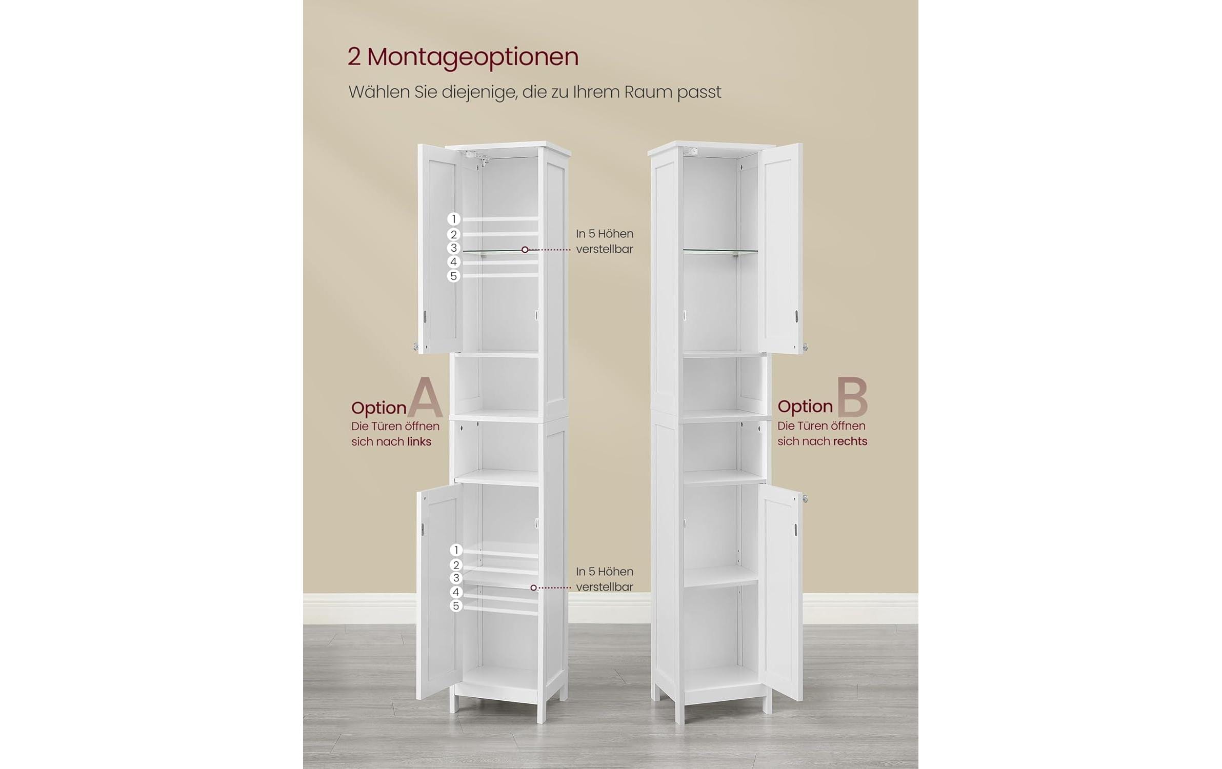 1987835_4 - Mediatech Vasagle Aufbewahrungsschrank mit 2 Türen 30x30x170 cm (LxBxH), MDF, Weiss