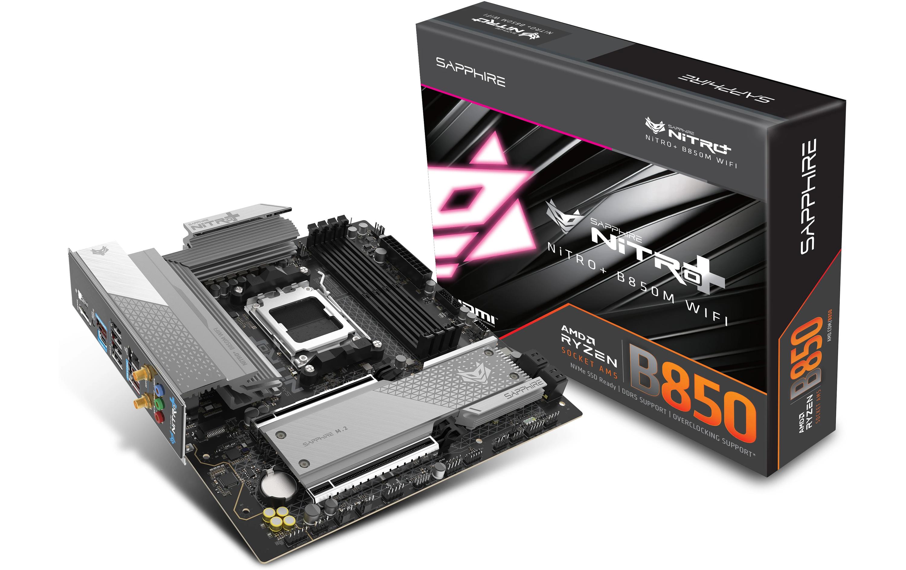1987876 - Mediatech Sapphire NITRO+ B850M WIFI, mATX, AM5 AMD B850, 4x DDR5, PCIe 5.0, 2.5G, WIFI6 kaufen Schweiz | Mediatech.ch