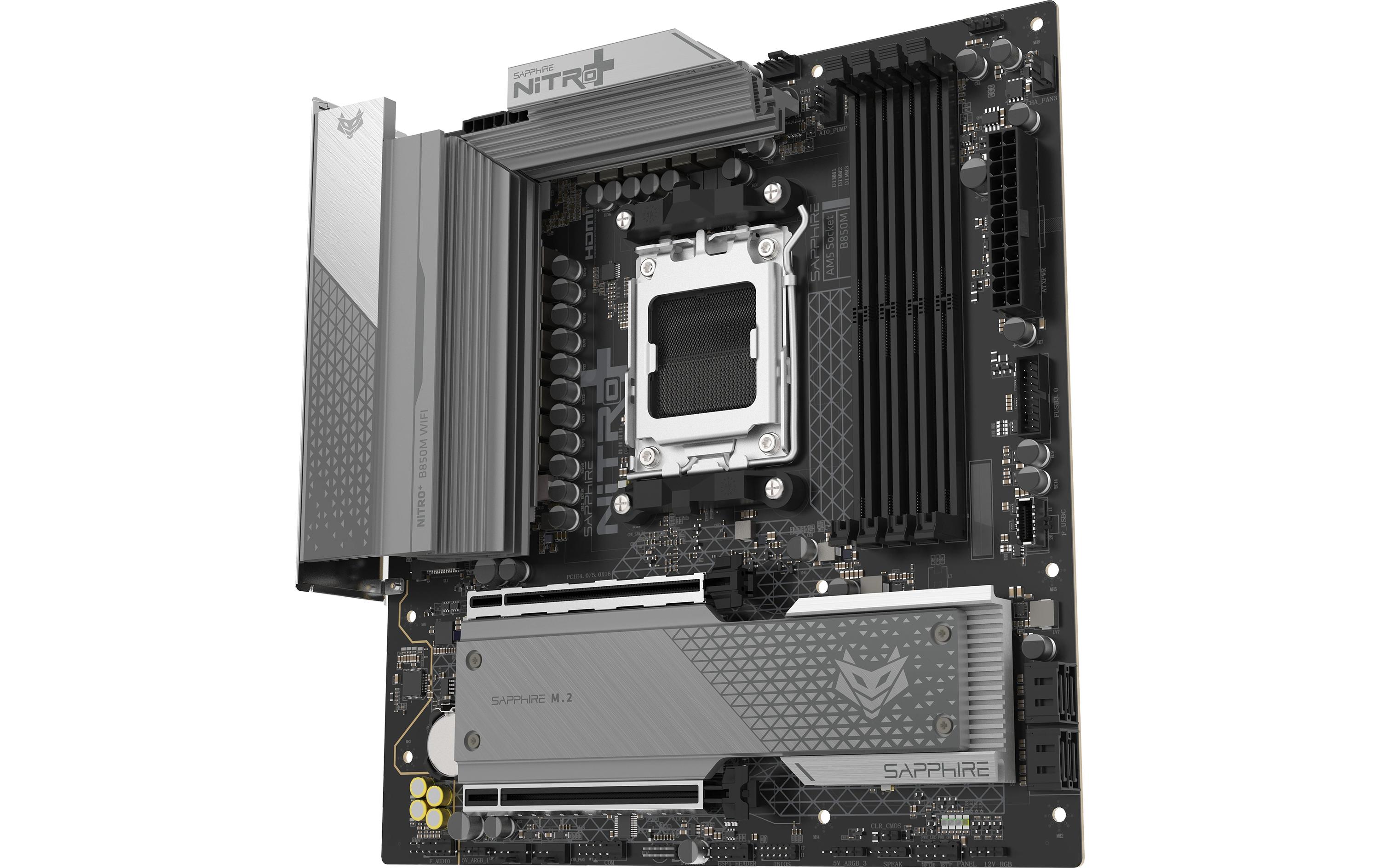 1987876_1 - Mediatech Sapphire NITRO+ B850M WIFI, mATX, AM5 AMD B850, 4x DDR5, PCIe 5.0, 2.5G, WIFI6