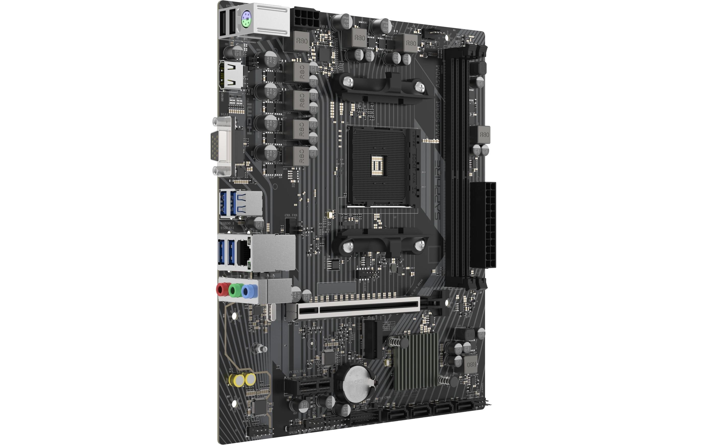 1987881_1 - Mediatech Sapphire A520M-E, mATX, AM4 AMD A520, 2x DDR4, PCIe 3.0, 1G