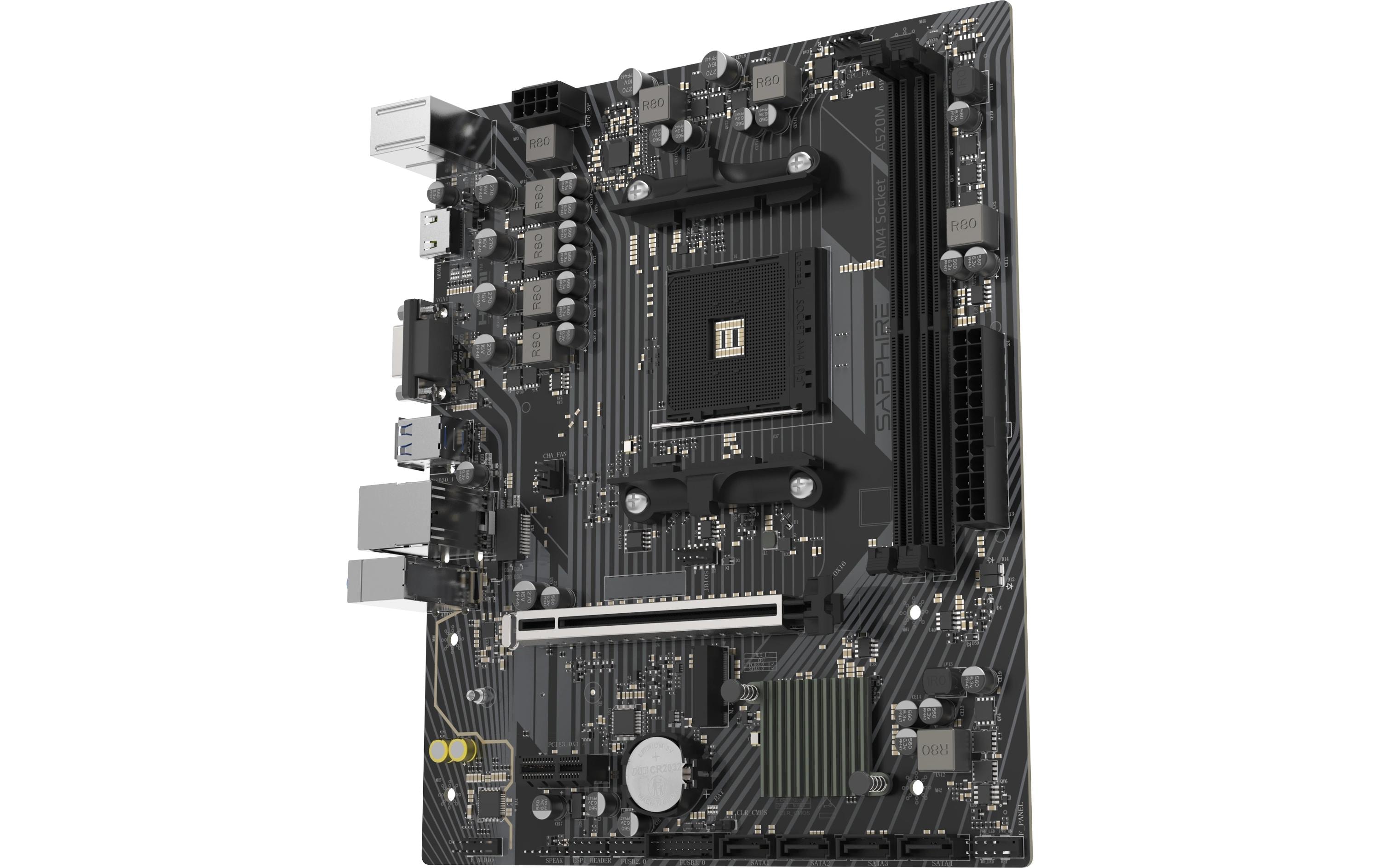 1987881_2 - Mediatech Sapphire A520M-E, mATX, AM4 AMD A520, 2x DDR4, PCIe 3.0, 1G