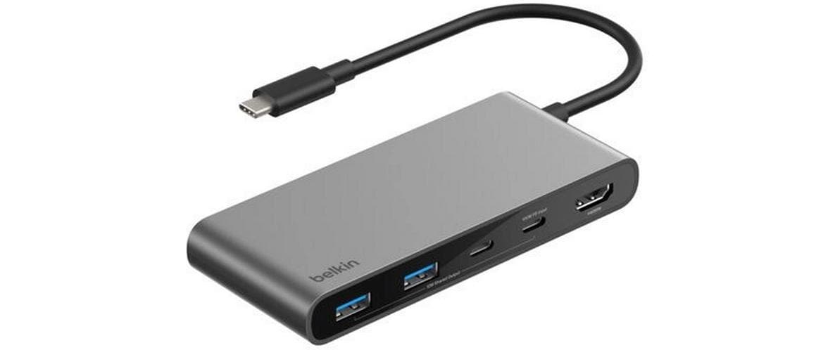 BELKIN Connect 7-in-1 USB-C Hub Dual USB-C Ports, Silber