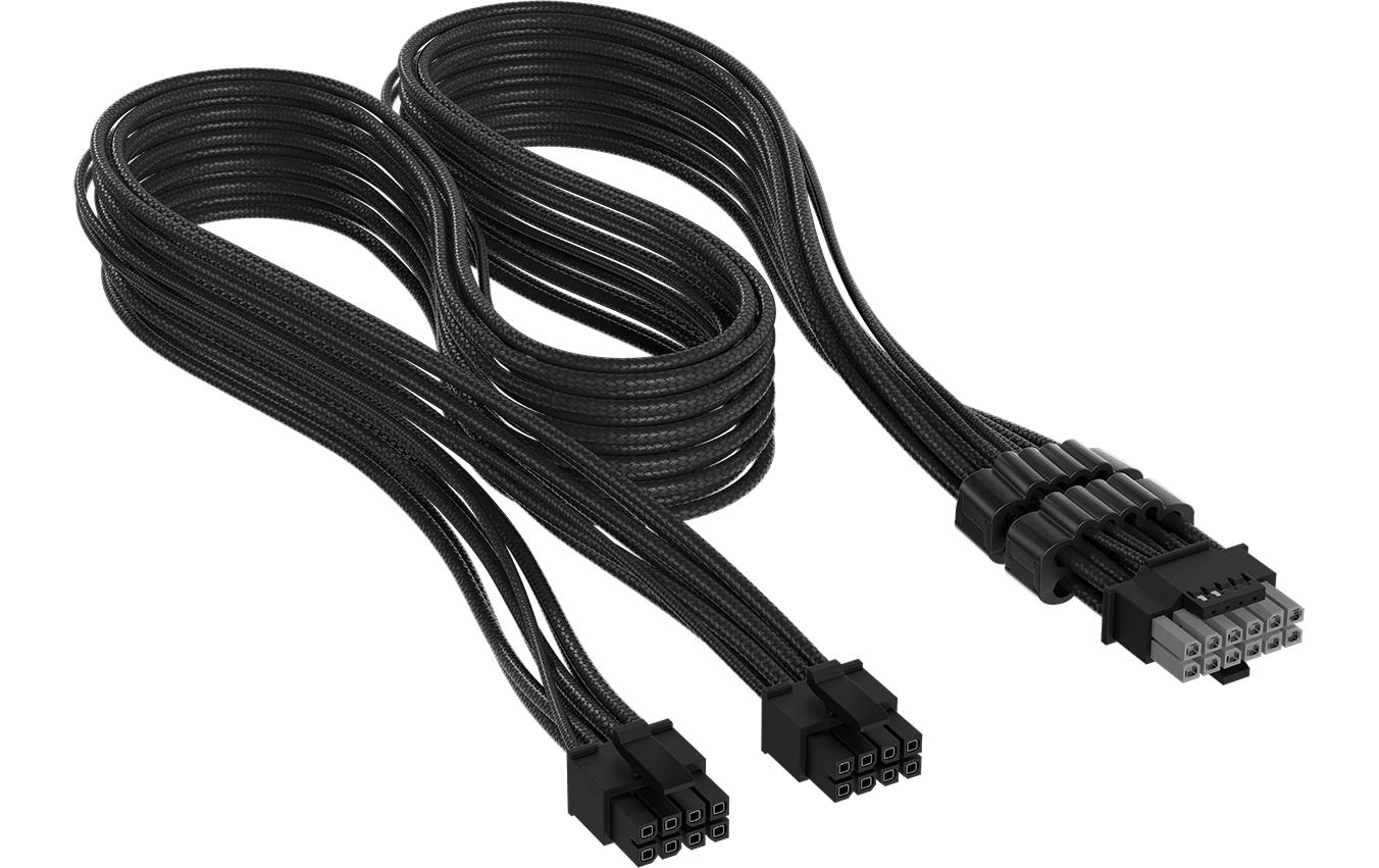 PSU Zub. Corsair 2x 8-Pin to PCIe 12V-2x6 Schwarz, Type-4, sleeved, 600W