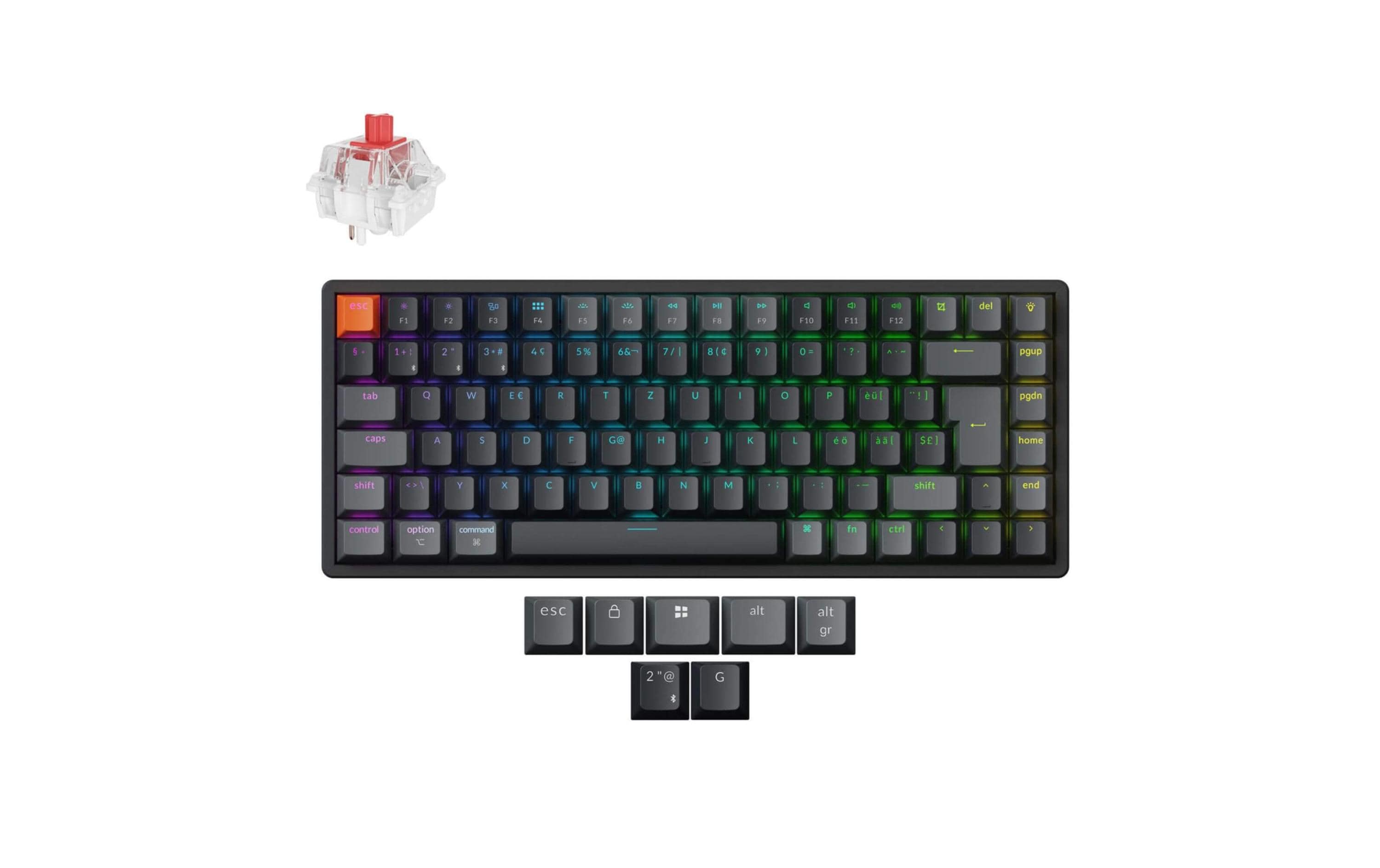 1990834_1 - Mediatech Keychron K2 QMK v3 Red Switch, CH CH QWERTZ, ISO