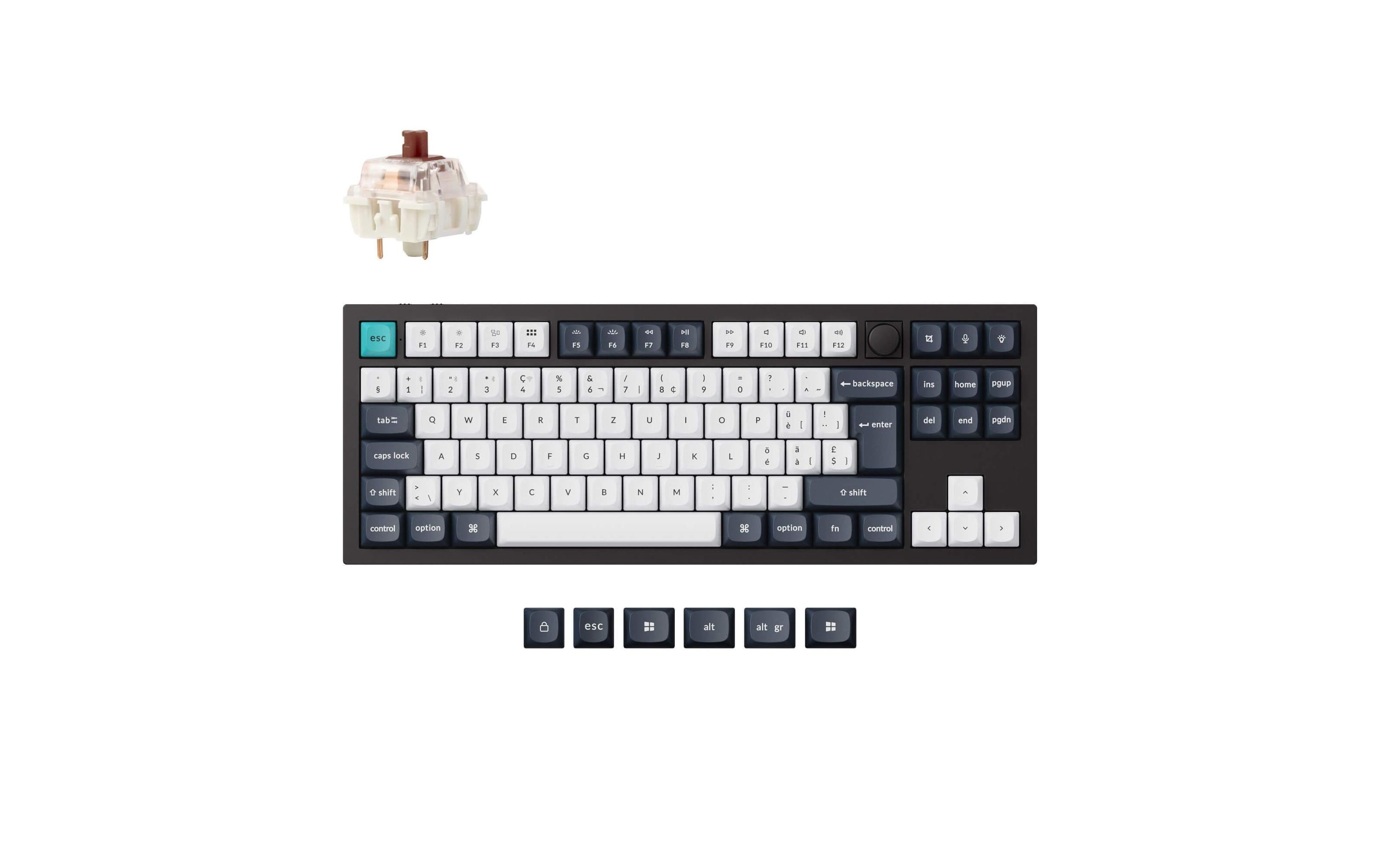 1990854_1 - Mediatech Keychron Q3 Max Black QMK Brown Switch, CH CH QWERTZ, ISO