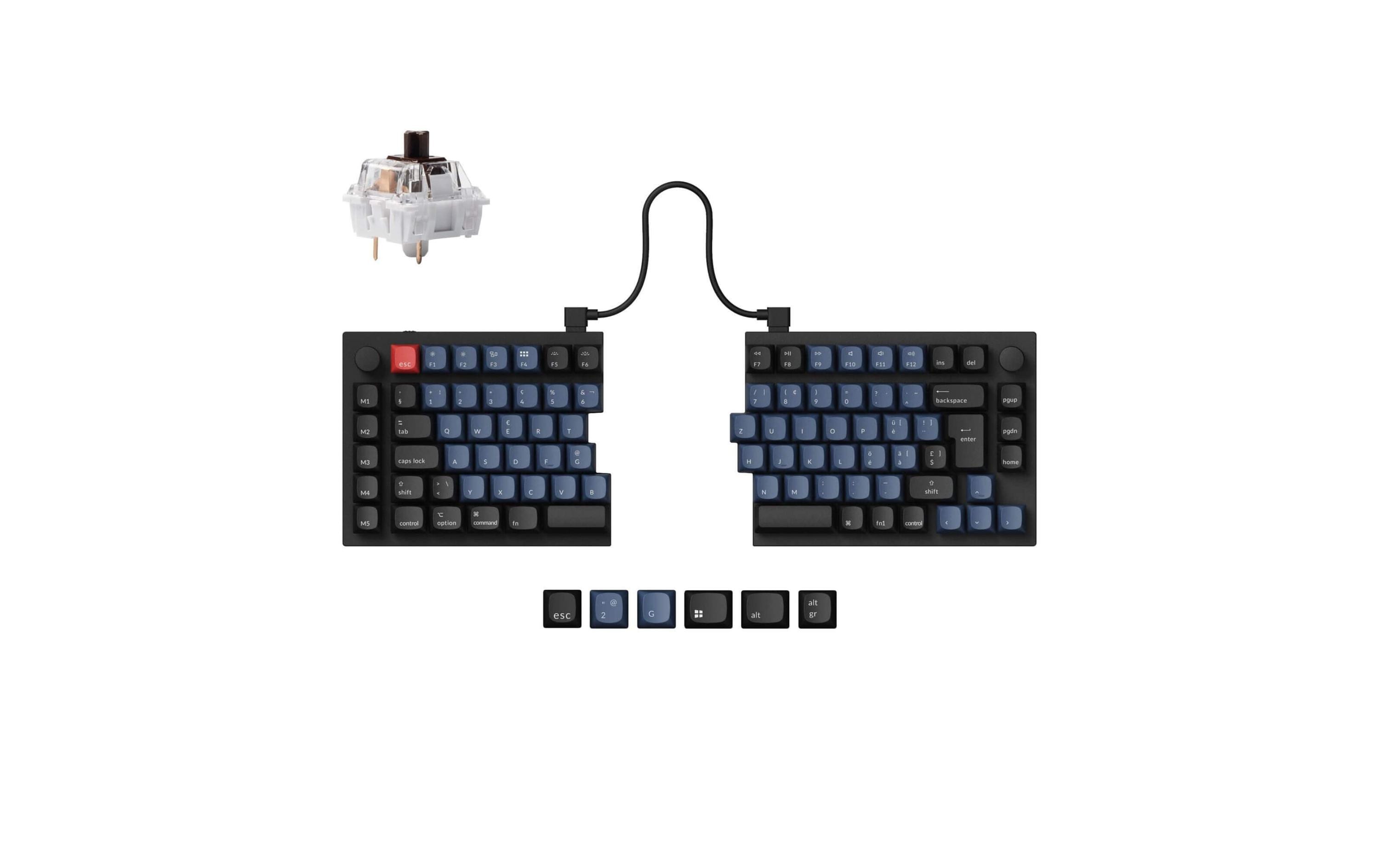 1990862_1 - Mediatech Keychron Q11 Black QMK Brown Switch, CH CH QWERTZ, ISO