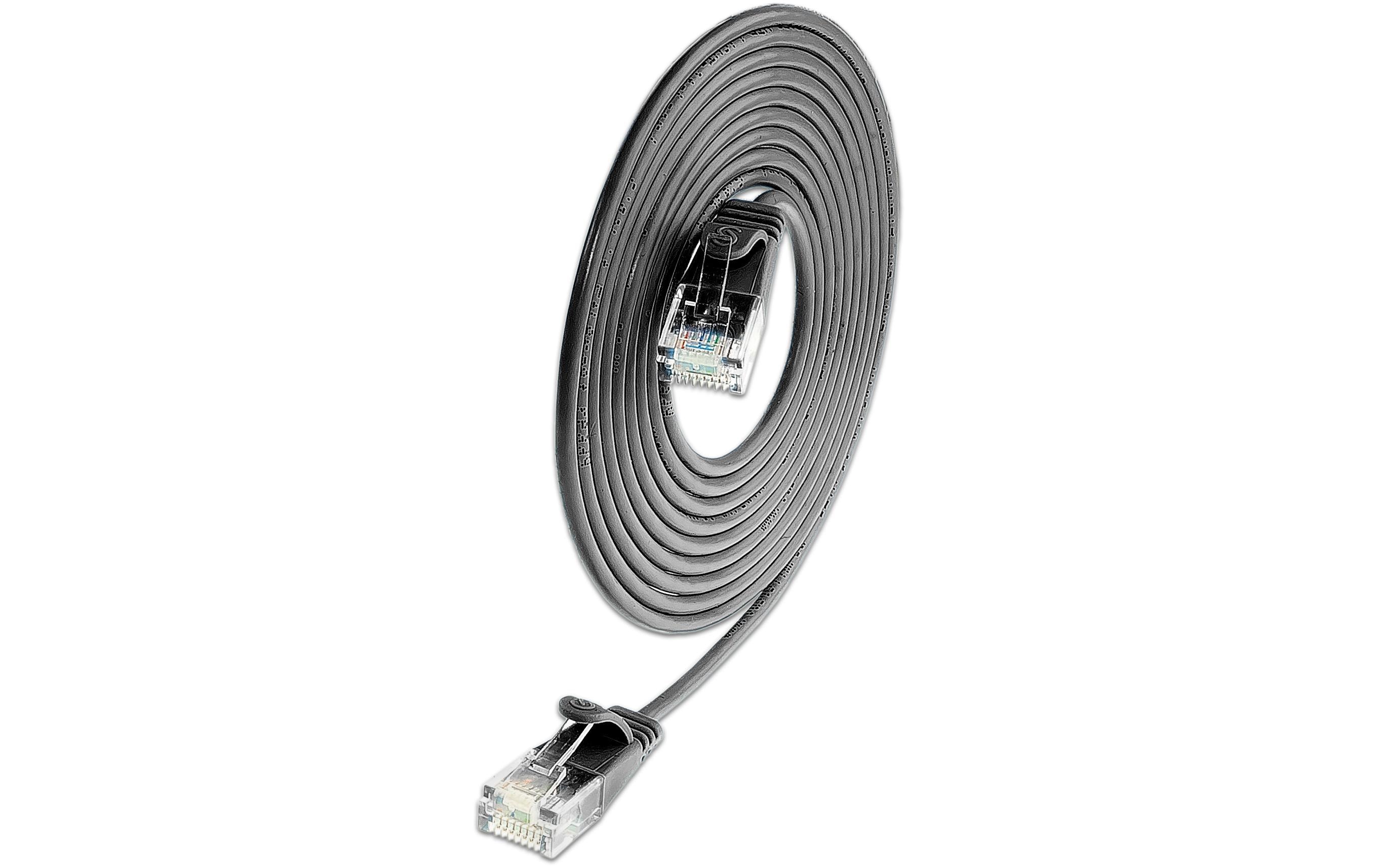 SLIM Patchkabel: U/UTP, 25cm, schwarz Cat.6A, LSOH, Klinke nicht brechbar, 3.6mm kaufen Schweiz | Mediatech.ch