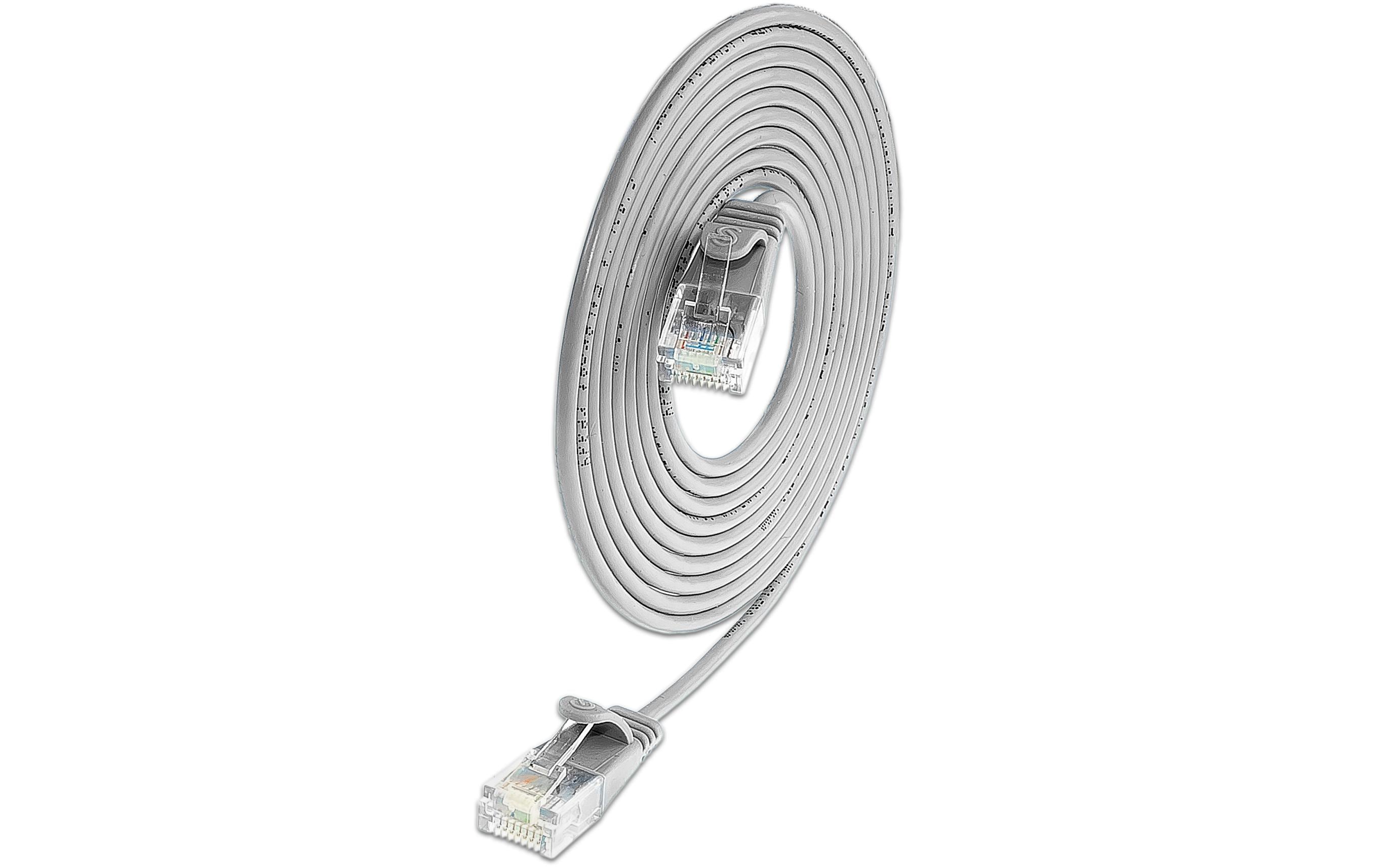 SLIM Patchkabel: U/UTP, 2m, grau Cat.6A, LSOH, Klinke nicht brechbar, 3.6mm kaufen Schweiz | Mediatech.ch