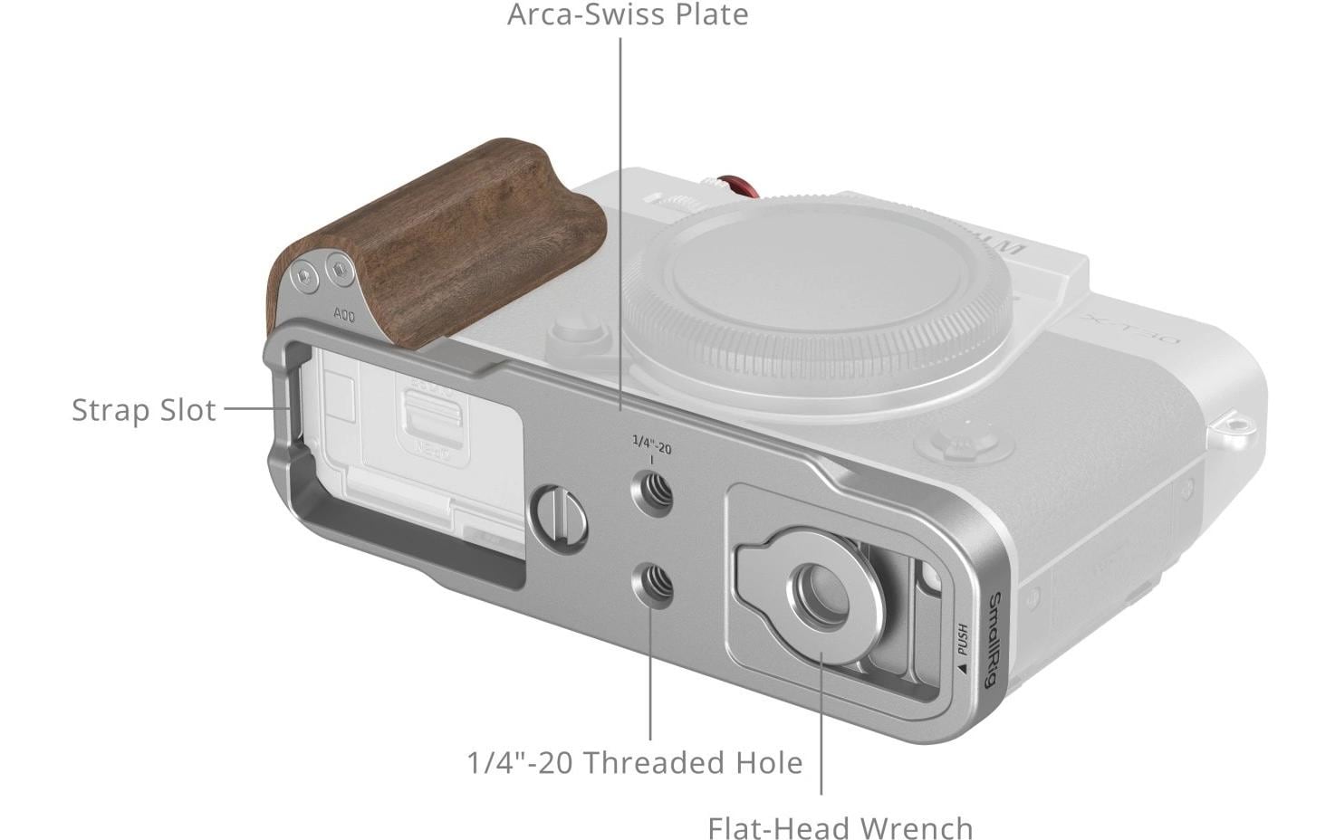 1993170_1 - Mediatech SmallRig L-Shaped Plate w Wooden Handle for FUJIFILM X-T30 III Silver