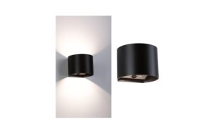 LED Akkuwandleuchte Nyora IP44 3000K 135x1 Nyora IP44 3000K 135x120mm 2x1W Schwarz