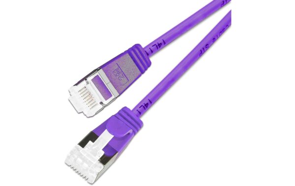 1993882_1 - Mediatech Slim Wirewin Patchkabel: U/FTP, 2.0m,violet Cat.6A, LSOH, Klinke nicht brechbar, 3.8mm