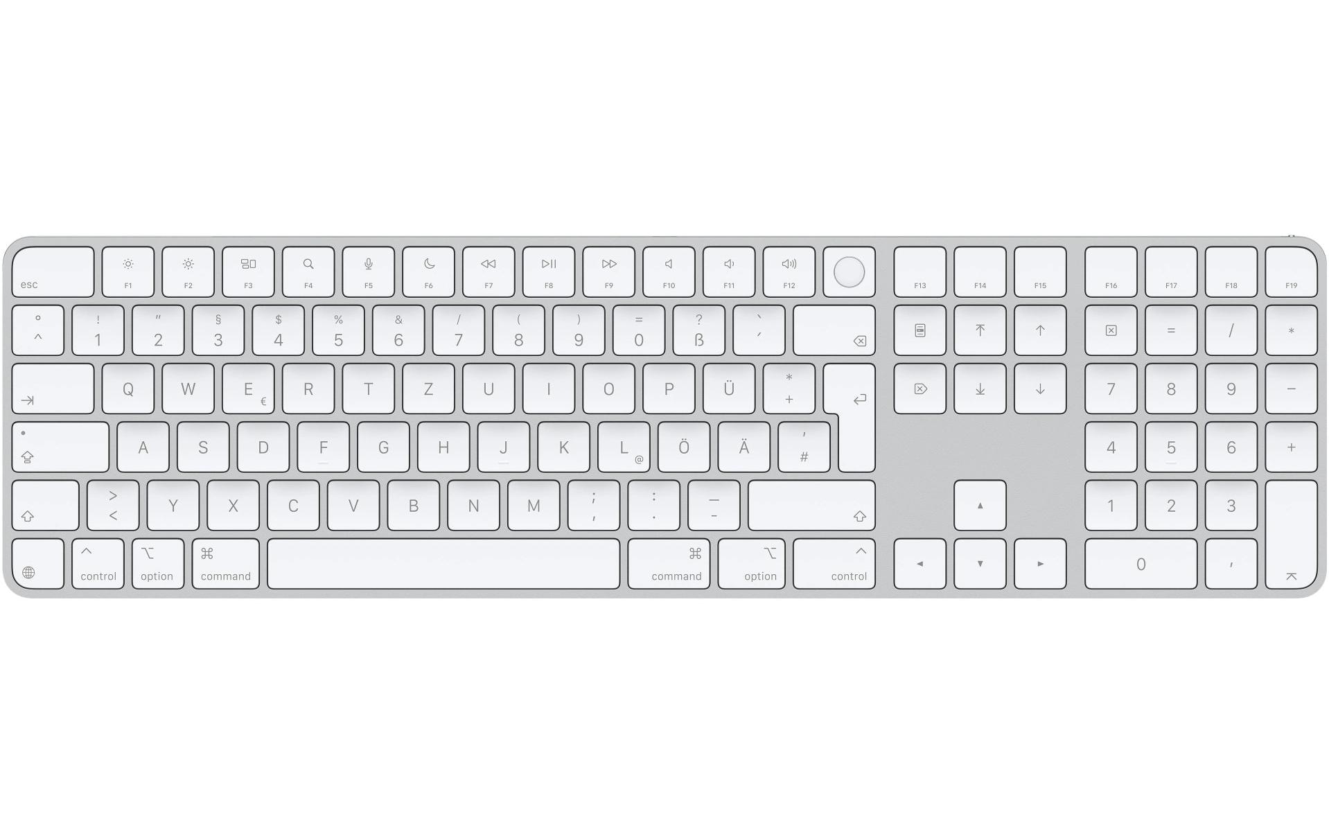 Apple Magic Keyboard NUM Weiss DE Layout Bluetooth Keyboard mit Touch ID, DE kaufen Schweiz | Mediatech.ch