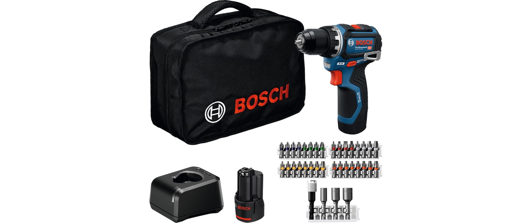 Bosch Professional Akku-Bohrschrauber GSR 12V-32 2× GBA 12V 2.0Ah, 36-tlg. Zubehör, Tasche kaufen | Mediatech.ch
