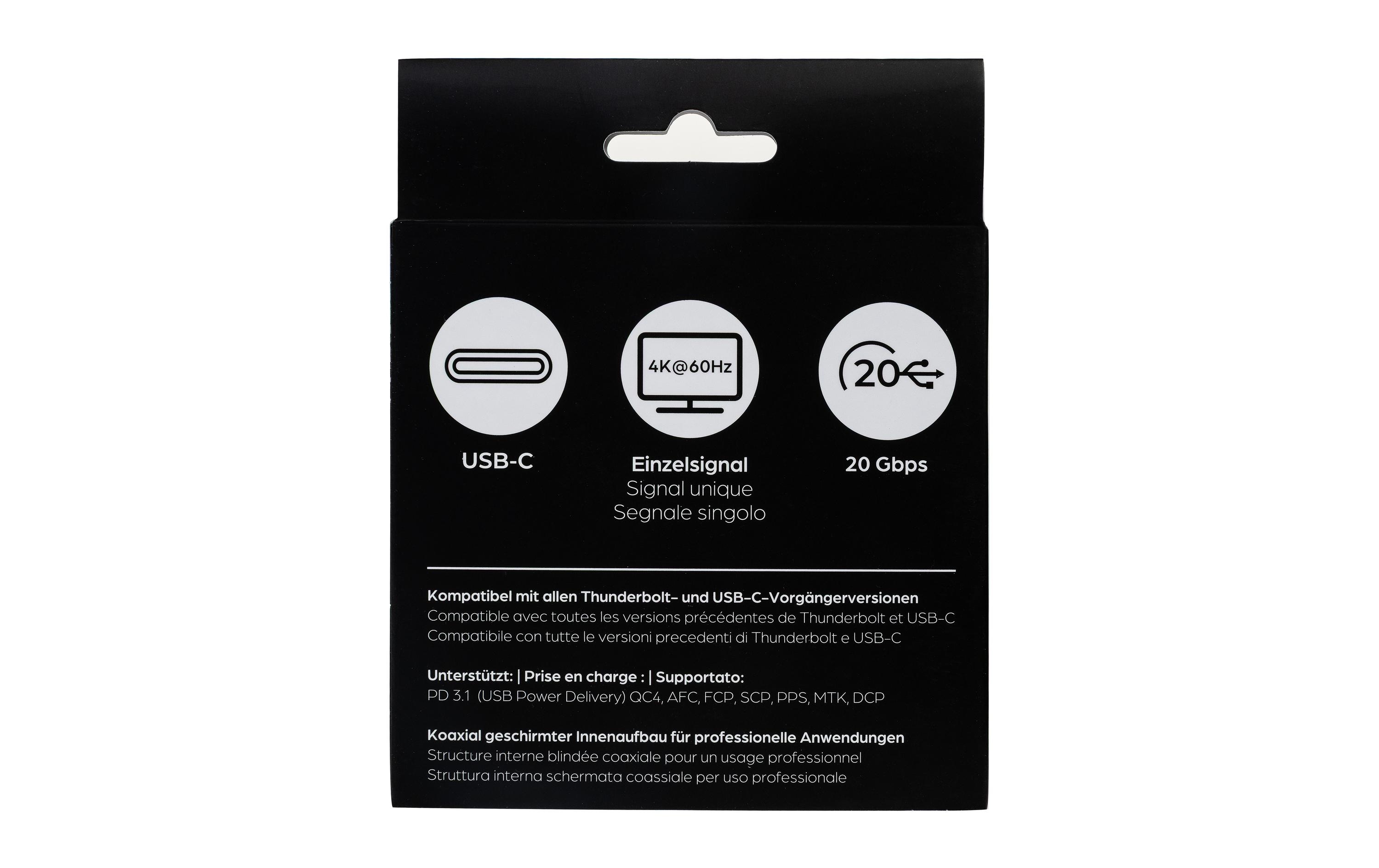 1998874_2 - Mediatech onit USB-Extension-Kabel 1m USB3.2 / 240W / 20G /4K@60Hz / schwarz grau