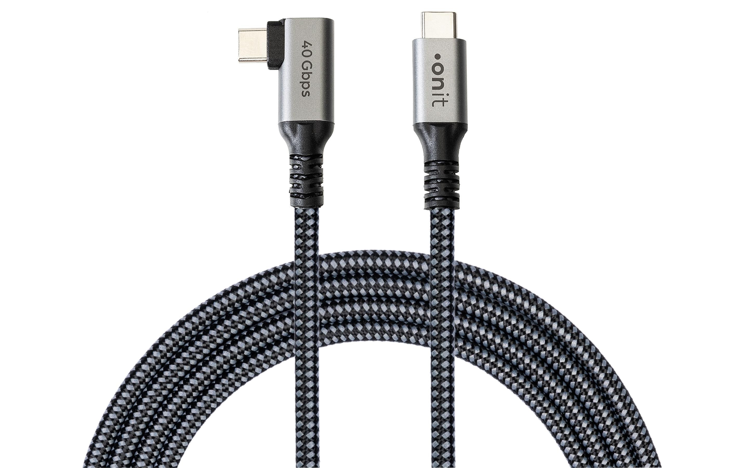 onit Pro Winkel USB4-Kabel C-C schw/gr 1.5m USB 4.0 / 240W / 40Gbps / 8K@60Hz kaufen Schweiz | Mediatech.ch