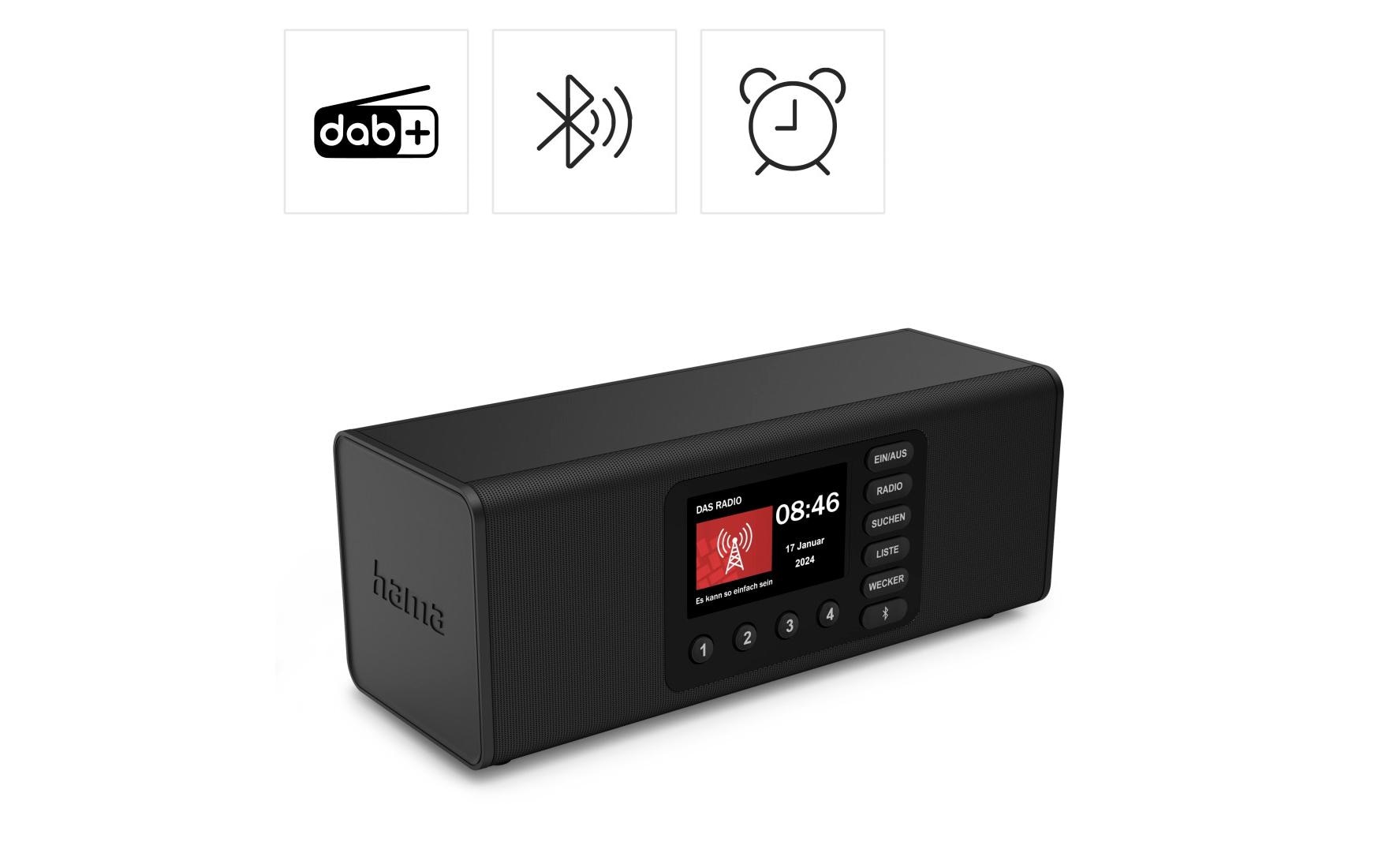 2015001_1 - Mediatech Hama Digitalradio DR2002, Stereo, Schwarz DAB/DAB+,FM, BT, Radiowecker