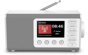 Hama Digitalradio DR1001, Weiss DAB/DAB+,FM, BT, Radiowecker
